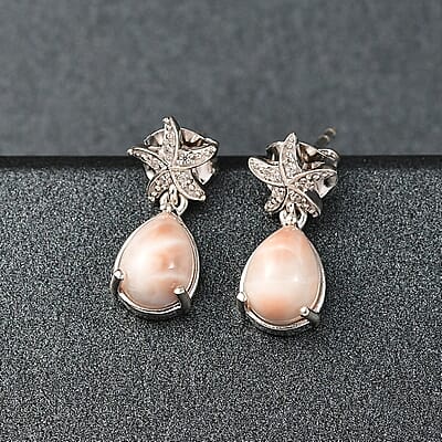 D’Joy Premium Natrolite and White Zircon 2.30 ctw Earrings in Rhodium Over Sterling Silver