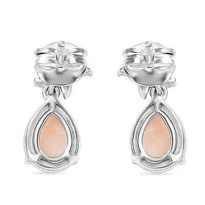 D’Joy Premium Natrolite and White Zircon 2.30 ctw Earrings in Rhodium Over Sterling Silver