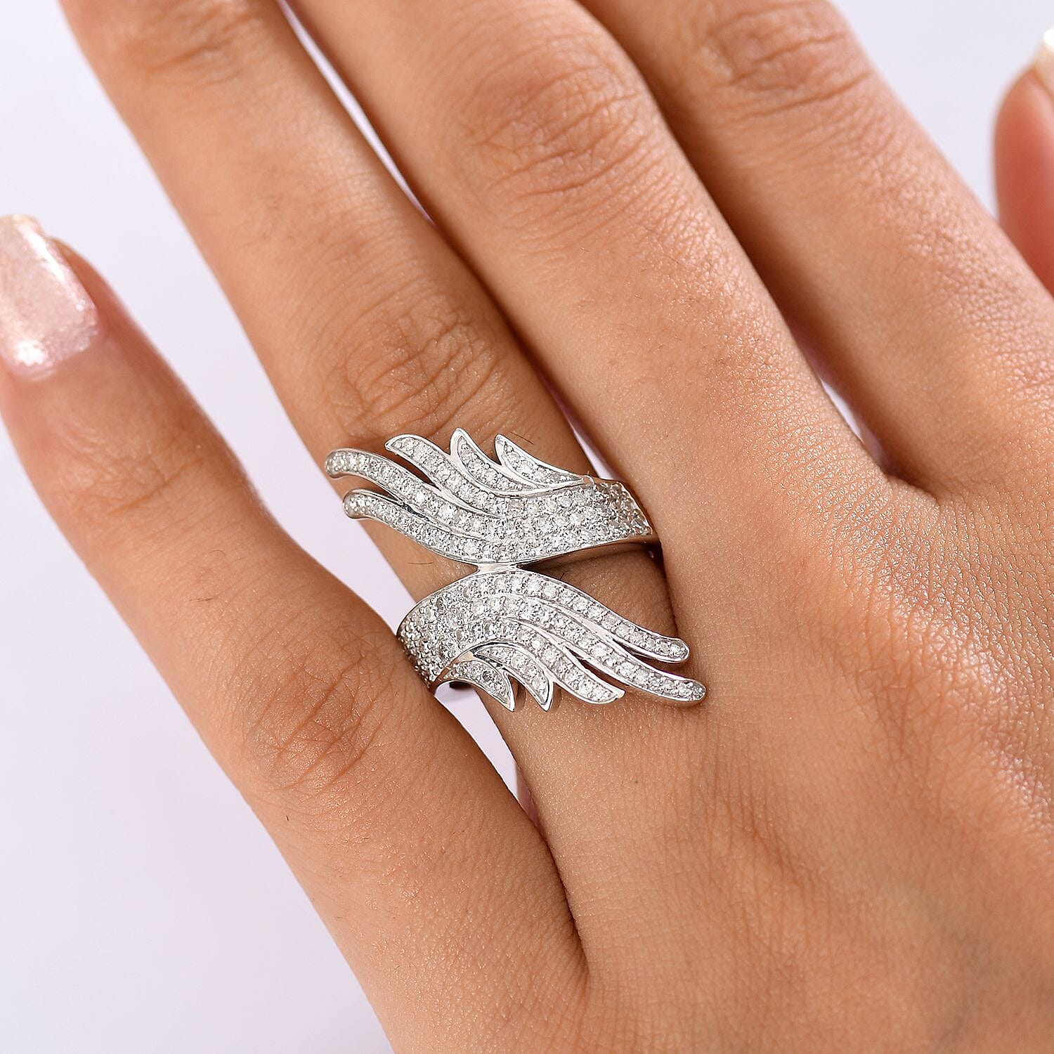 Luxuriant Lab Grown Diamond G-H SI 0.82 ctw Ring in Rhodium Over Sterling Silver (Size 6.5)
