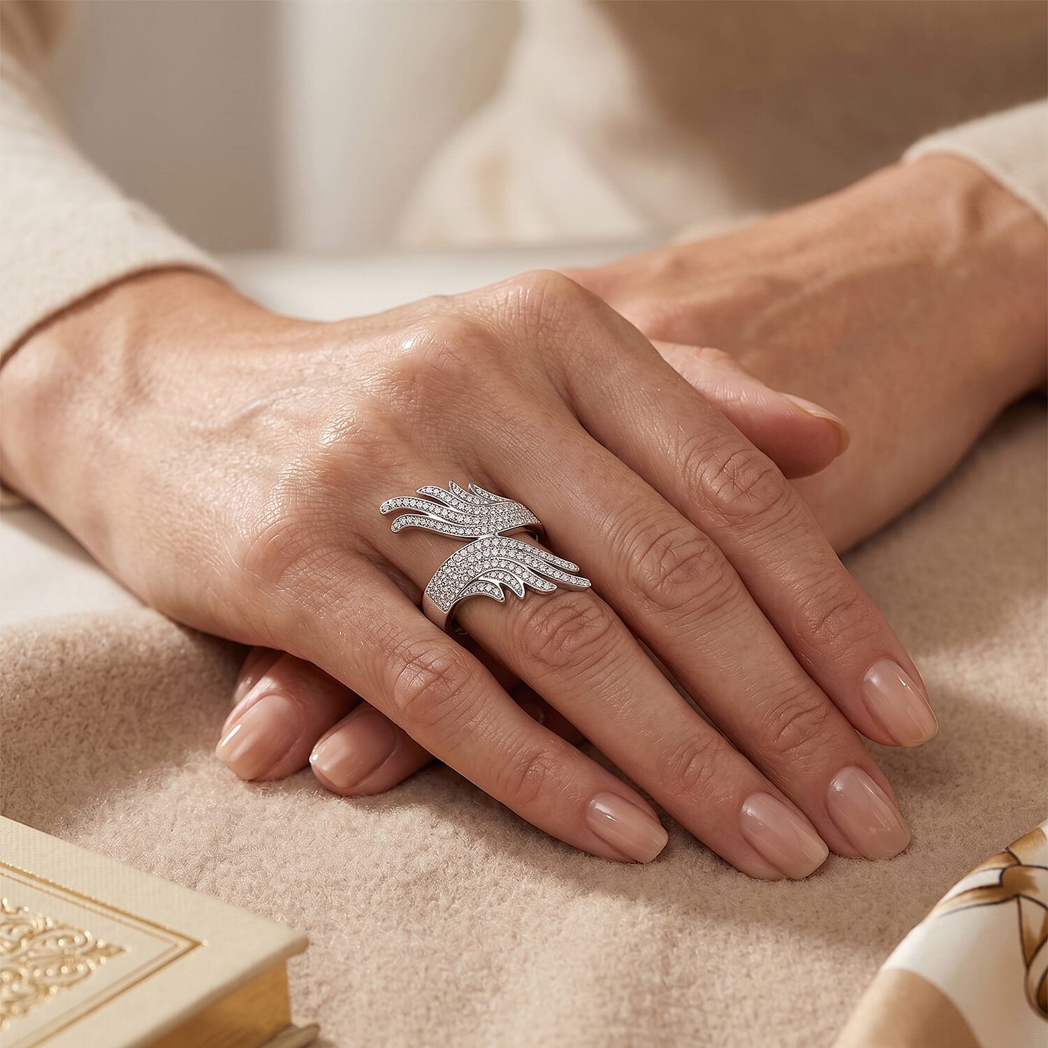 Luxuriant Lab Grown Diamond G-H SI 0.82 ctw Ring in Rhodium Over Sterling Silver (Size 10.0)