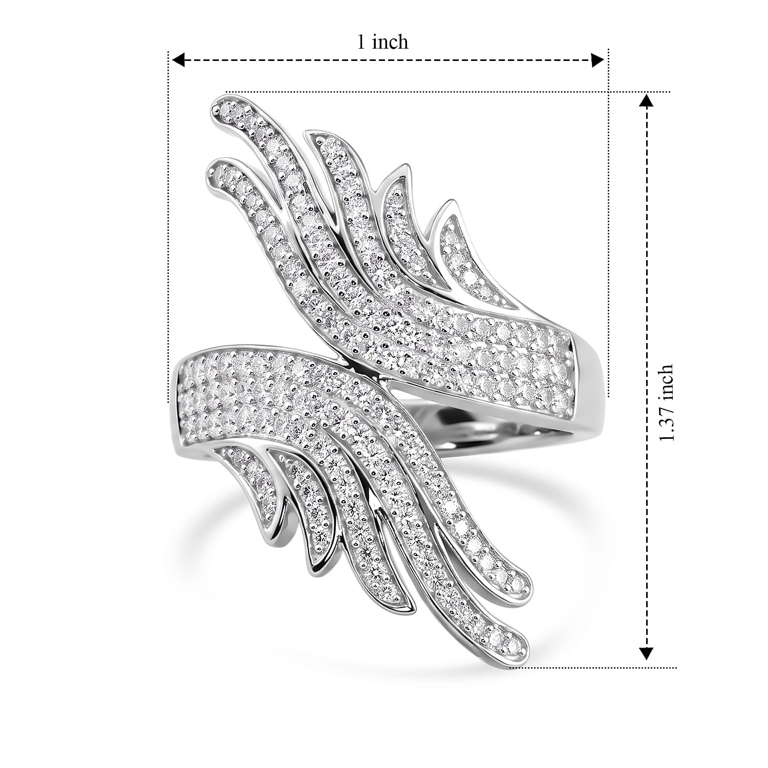 Luxuriant Lab Grown Diamond G-H SI 0.82 ctw Ring in Rhodium Over Sterling Silver (Size 10.0)