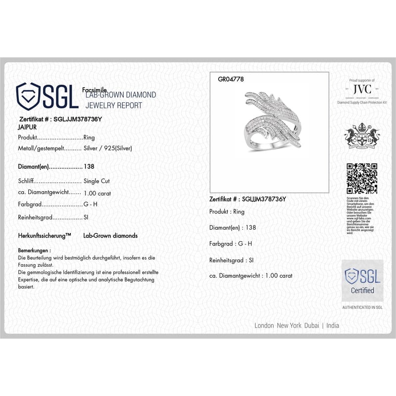 Luxuriant Lab Grown Diamond G-H SI 0.82 ctw Ring in Rhodium Over Sterling Silver (Size 10.0)