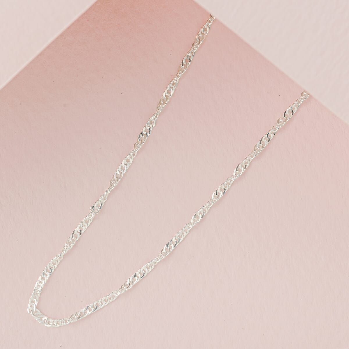 Sterling Silver Singapore Necklace 24 Inches 2.30 Grams image number 1