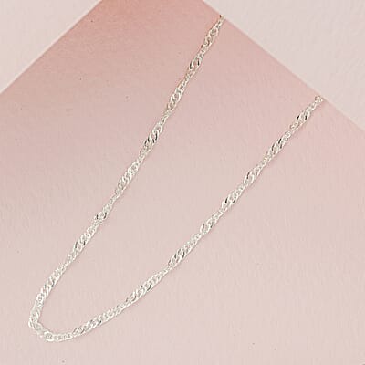Sterling Silver Singapore Necklace 24 Inches 2.30 Grams