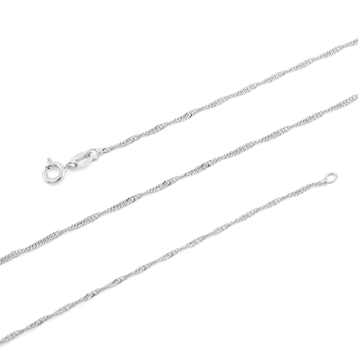 Sterling Silver Singapore Necklace 24 Inches 2.30 Grams image number 4