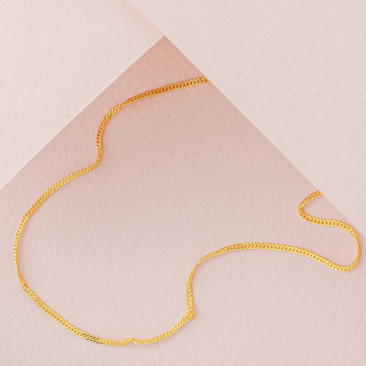 14K Yellow Gold Over Sterling Silver Singapore Necklace 24 Inches 2.30 Grams image number 1