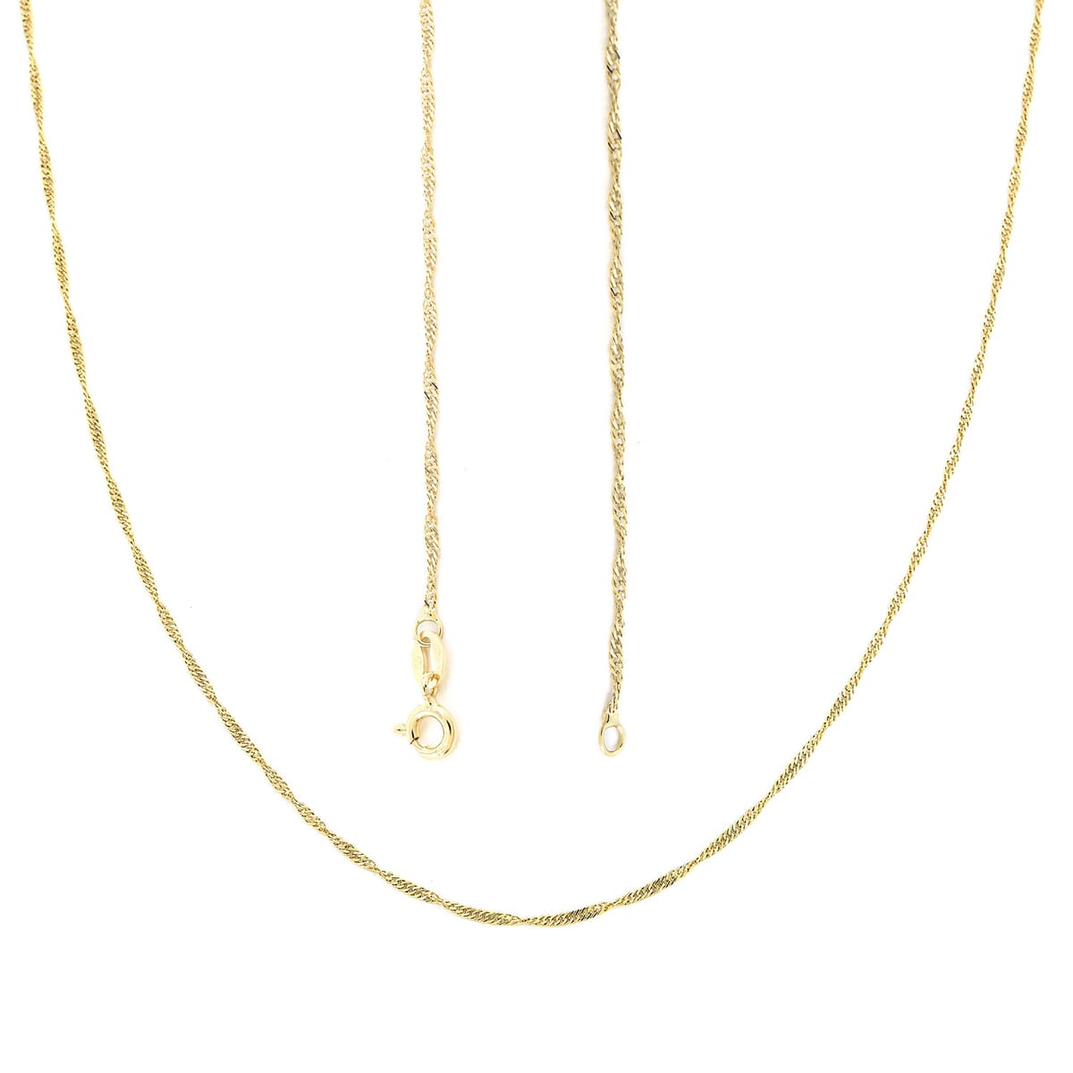 14K Yellow Gold Over Sterling Silver Singapore Necklace 24 Inches 2.30 Grams image number 3