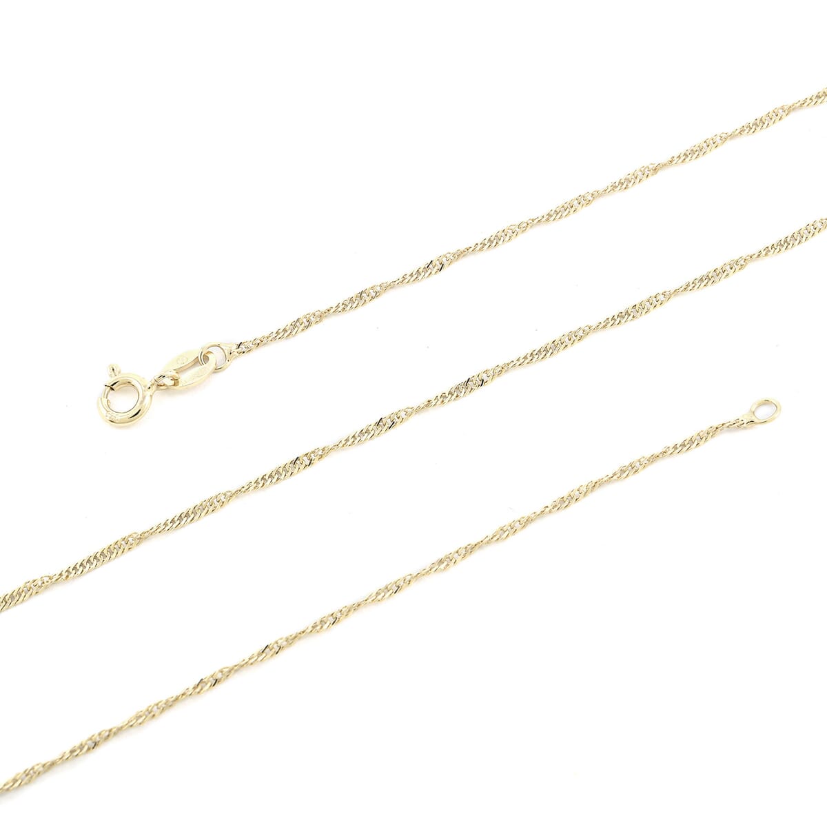 14K Yellow Gold Over Sterling Silver Singapore Necklace 24 Inches 2.30 Grams image number 4