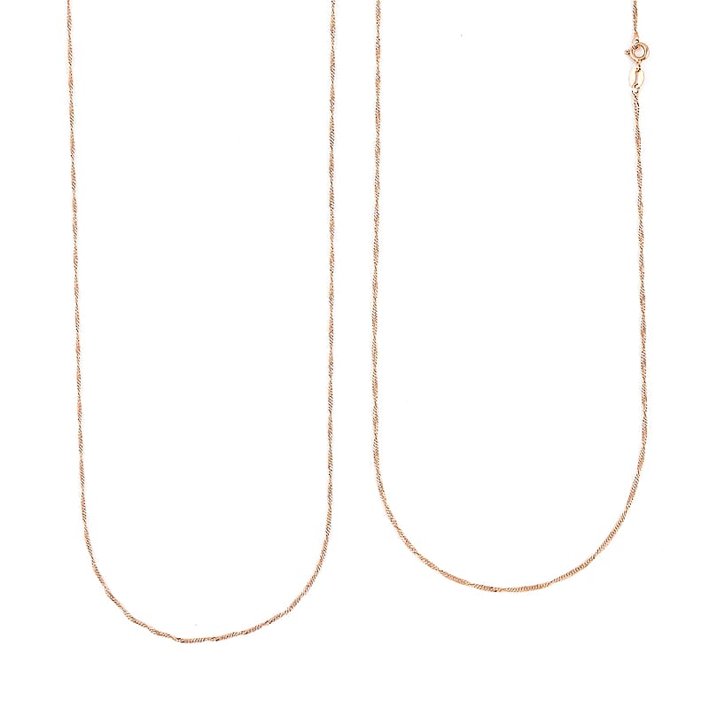 14K Rose Gold Over Sterling Silver Singapore Necklace 24 Inches 2.30 Grams
