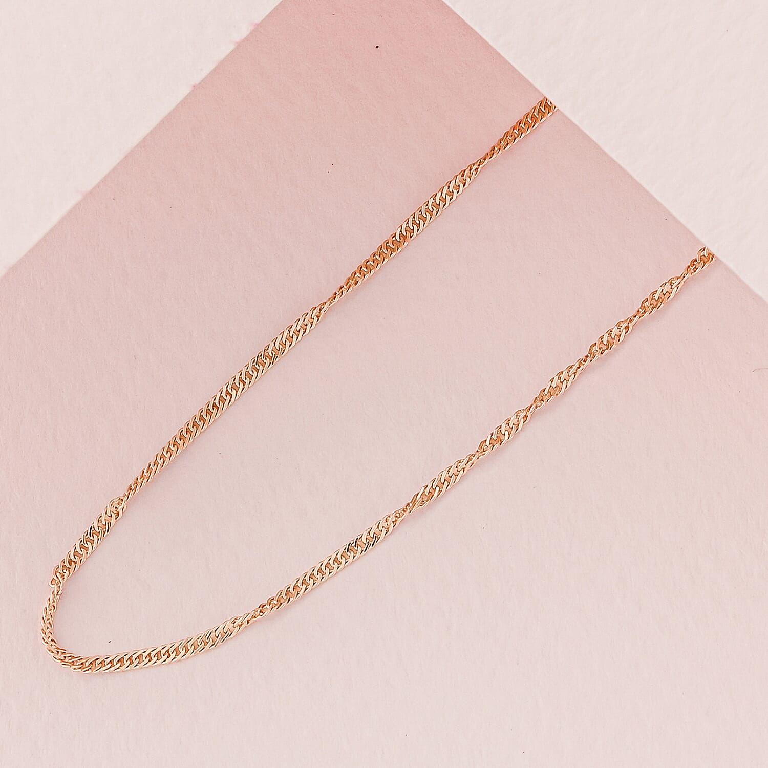 14K Rose Gold Over Sterling Silver Singapore Necklace 24 Inches 2.30 Grams
