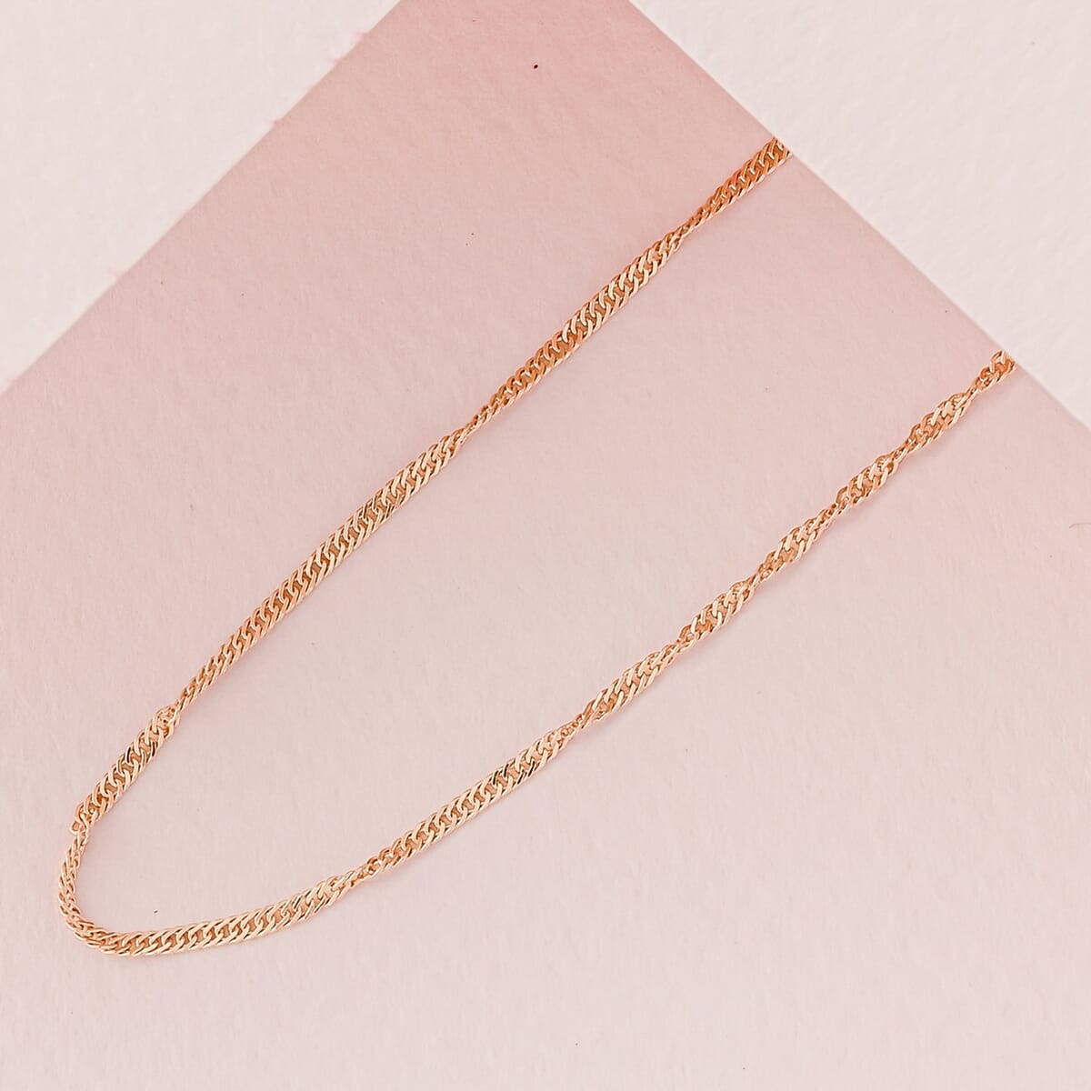 14K Rose Gold Over Sterling Silver Singapore Necklace 24 Inches 2.30 Grams image number 1