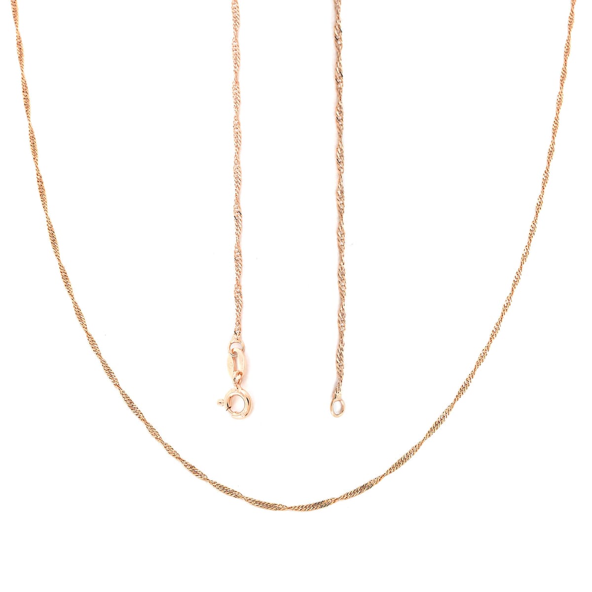 14K Rose Gold Over Sterling Silver Singapore Necklace 24 Inches 2.30 Grams image number 3
