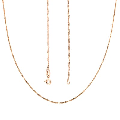 14K Rose Gold Over Sterling Silver Singapore Necklace 24 Inches 2.30 Grams