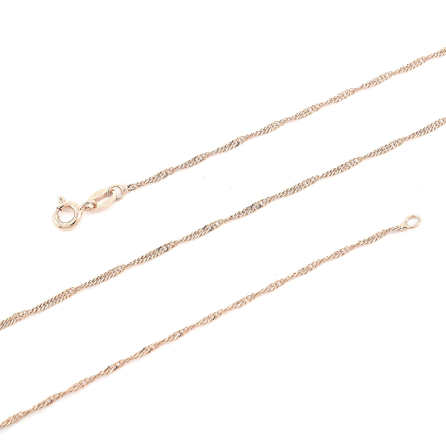 14K Rose Gold Over Sterling Silver Singapore Necklace 24 Inches 2.30 Grams