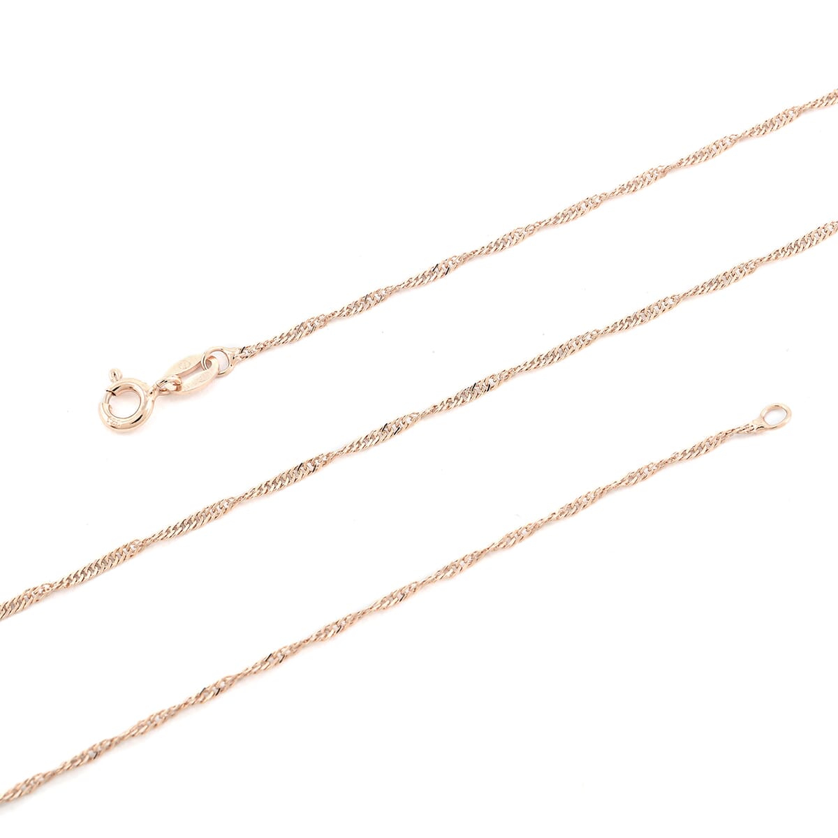 14K Rose Gold Over Sterling Silver Singapore Necklace 24 Inches 2.30 Grams image number 4