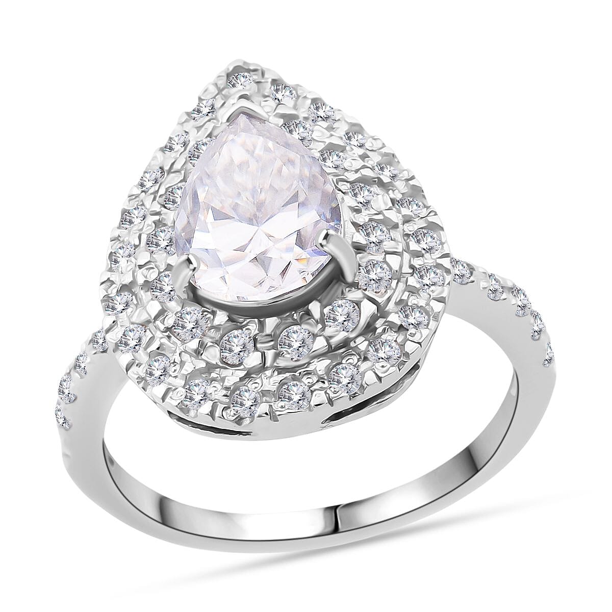 D'Joy Moissanite 2.65 ctw Eternal Glow Ring in Rhodium Over Sterling Silver (Size 6.0)