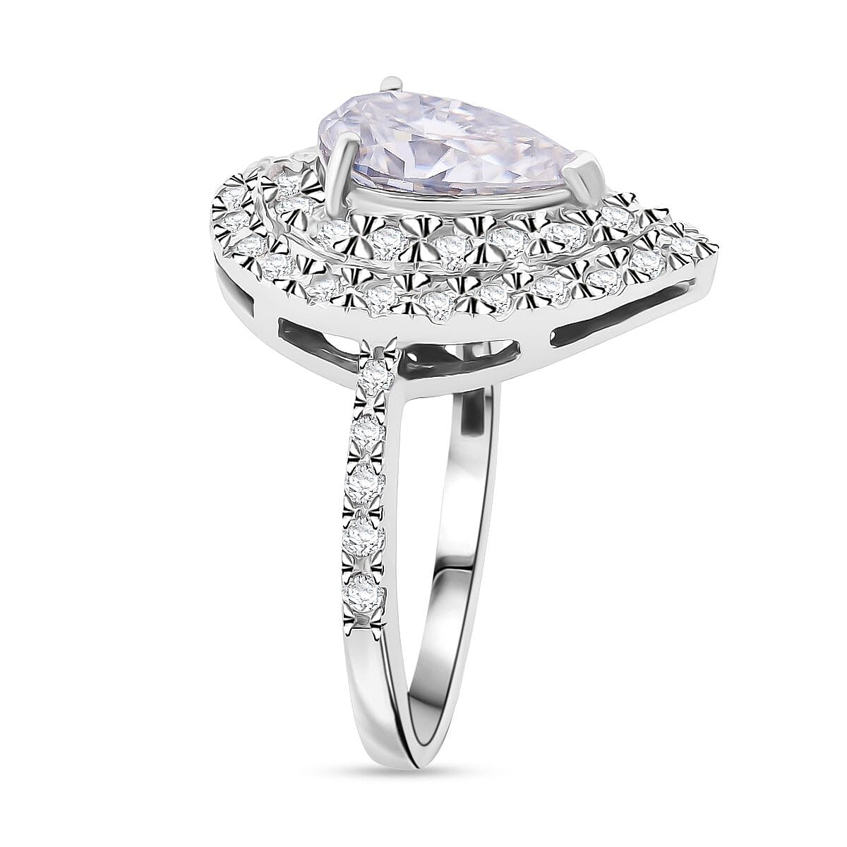 D'Joy Moissanite 2.65 ctw Eternal Glow Ring in Rhodium Over Sterling Silver (Size 6.0)