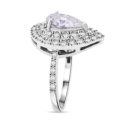 D'Joy Moissanite 2.65 ctw Eternal Glow Ring in Rhodium Over Sterling Silver (Size 6.0)