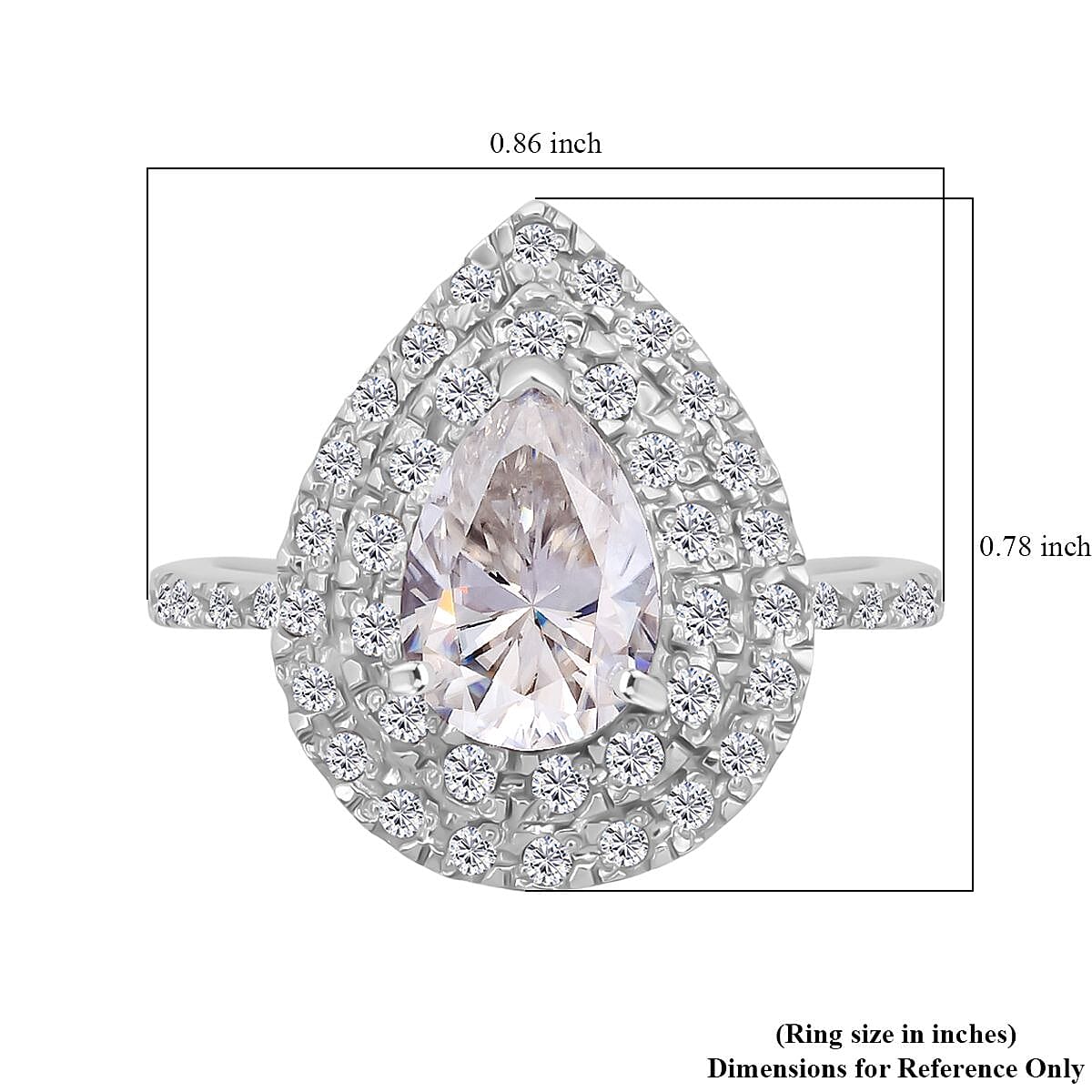 D'Joy Moissanite 2.65 ctw Eternal Glow Ring in Rhodium Over Sterling Silver (Size 6.0)