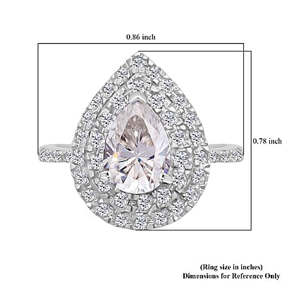 D'Joy Moissanite 2.65 ctw Eternal Glow Ring in Rhodium Over Sterling Silver (Size 6.0)