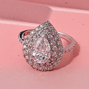 D'Joy Moissanite 2.65 ctw Eternal Glow Ring in Rhodium Over Sterling Silver (Size 8.0) 