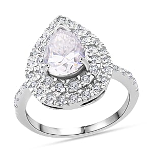 D'Joy Moissanite 2.65 ctw Eternal Glow Ring in Rhodium Over Sterling Silver (Size 9.0) 