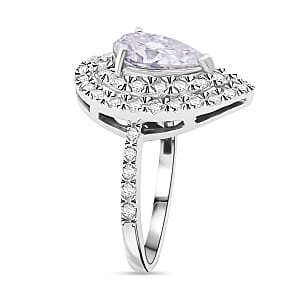 D'Joy Moissanite 2.65 ctw Eternal Glow Ring in Rhodium Over Sterling Silver (Size 9.0) 