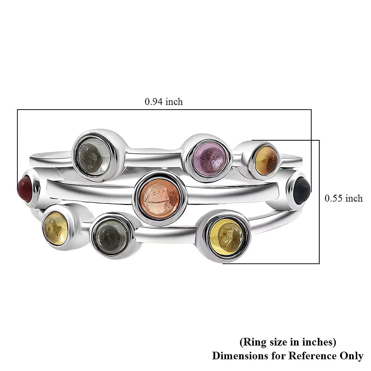 D'Joy Premium Multi Sapphire 1.15 ctw Rainbow Cascade Ring in Rhodium Over Sterling Silver (Size 6.0) image number 5