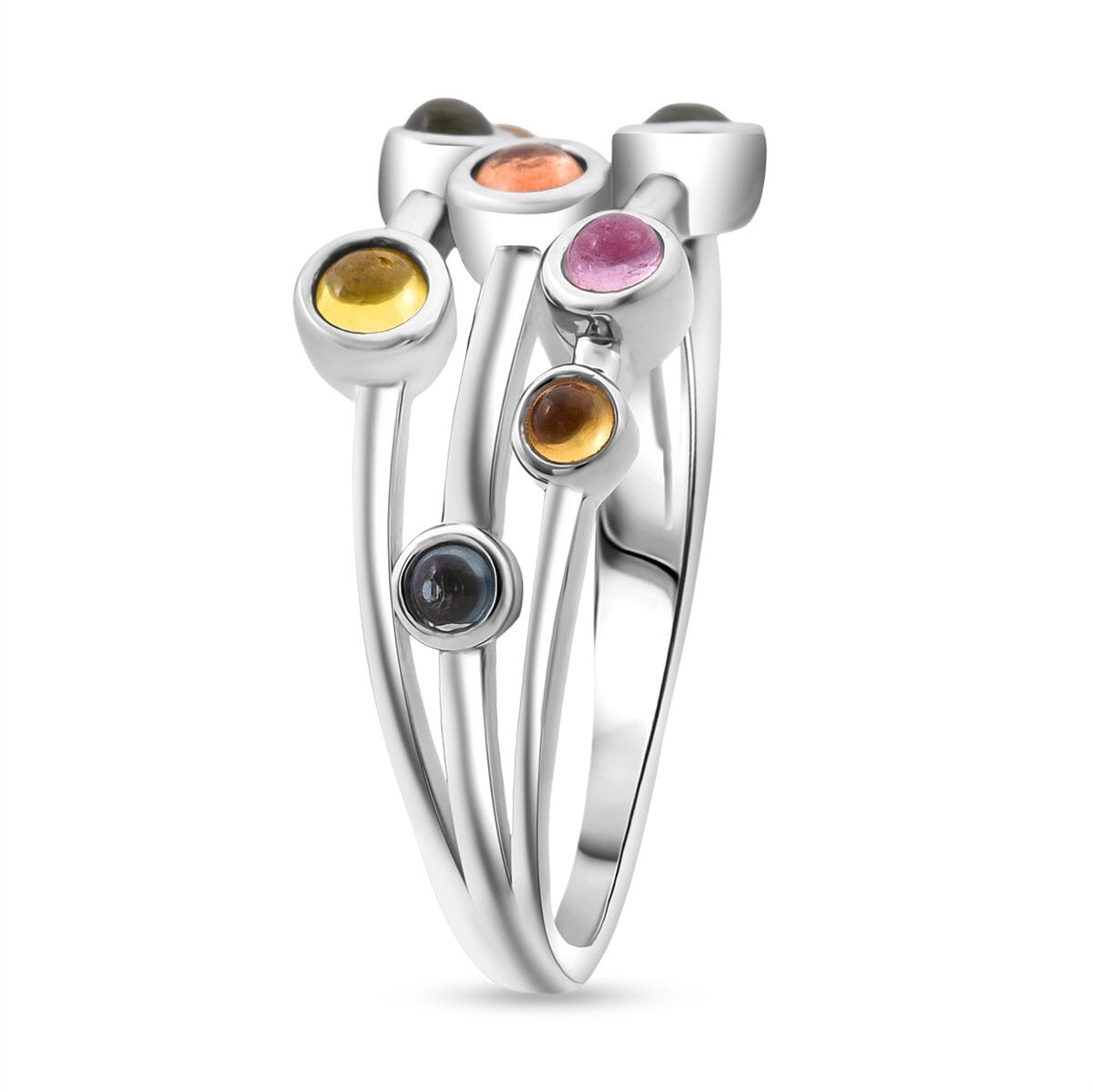 D'Joy Premium Multi Sapphire 1.15 ctw Ring in Rhodium Over Sterling Silver (Size 7.0) image number 3