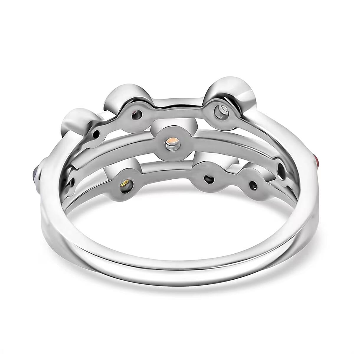D'Joy Premium Multi Sapphire Ring in Rhodium Over Sterling Silver (Size 10.0) 1.15 ctw image number 6