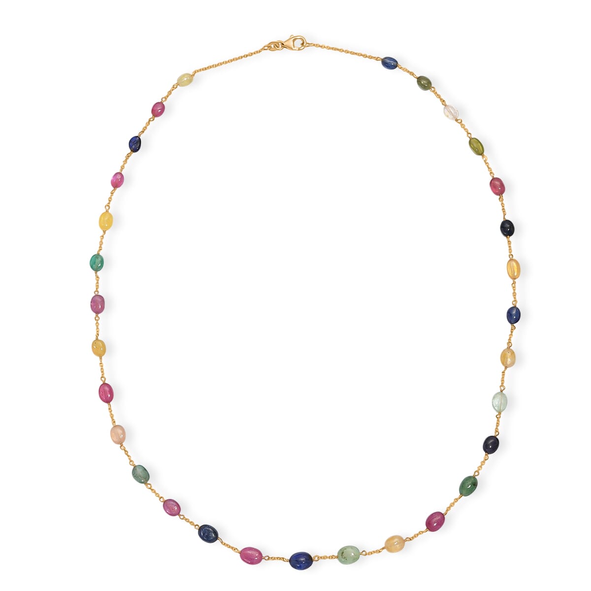 D'Joy Premium Multi Sapphire 55.00 ctw Necklace in 18K Vermeil Yellow Gold Over Sterling Silver 24 Inches image number 3