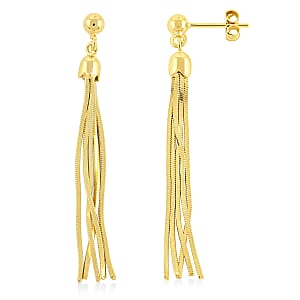 14K Yellow Gold Over Sterling Silver Tassel Drop Earrings 3.30 Grams