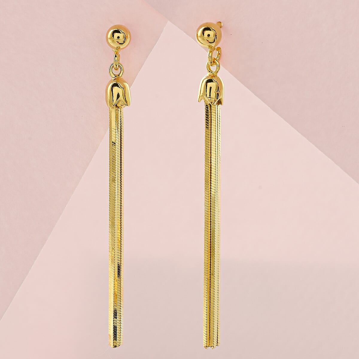 14K Yellow Gold Over Sterling Silver Tassel Drop Earrings 3.30 Grams image number 1