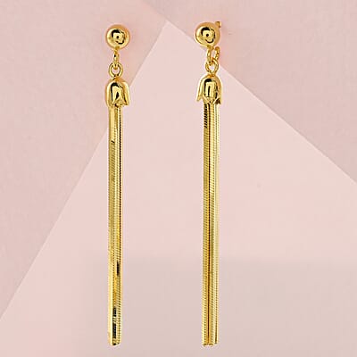 14K Yellow Gold Over Sterling Silver Tassel Drop Earrings 3.30 Grams
