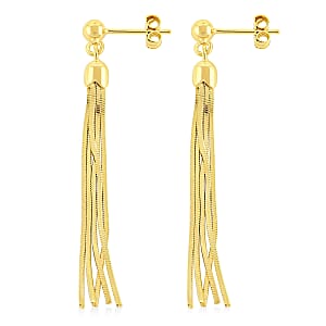 14K Yellow Gold Over Sterling Silver Tassel Drop Earrings 3.30 Grams