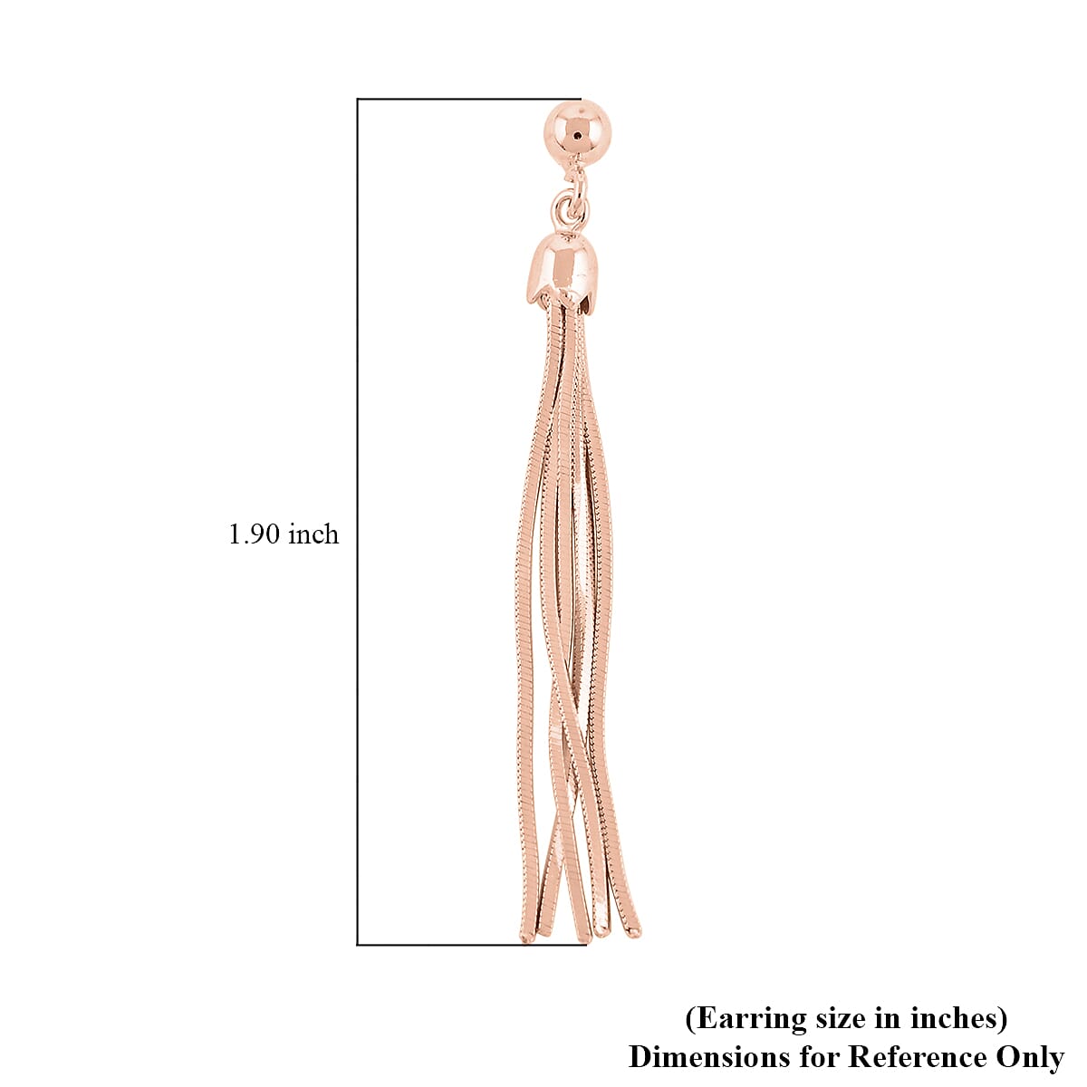 14K Rose Gold Over Sterling Silver Tassel Drop Earrings 3.30 Grams image number 4