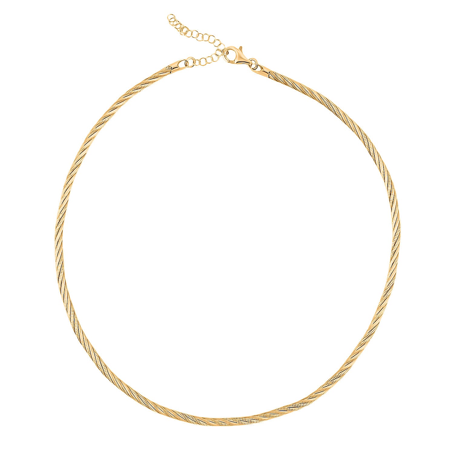Italian Twisted Omega Chain Necklace in 14K Yellow Gold Over Sterling Silver 17 Inches 18.8 Grams