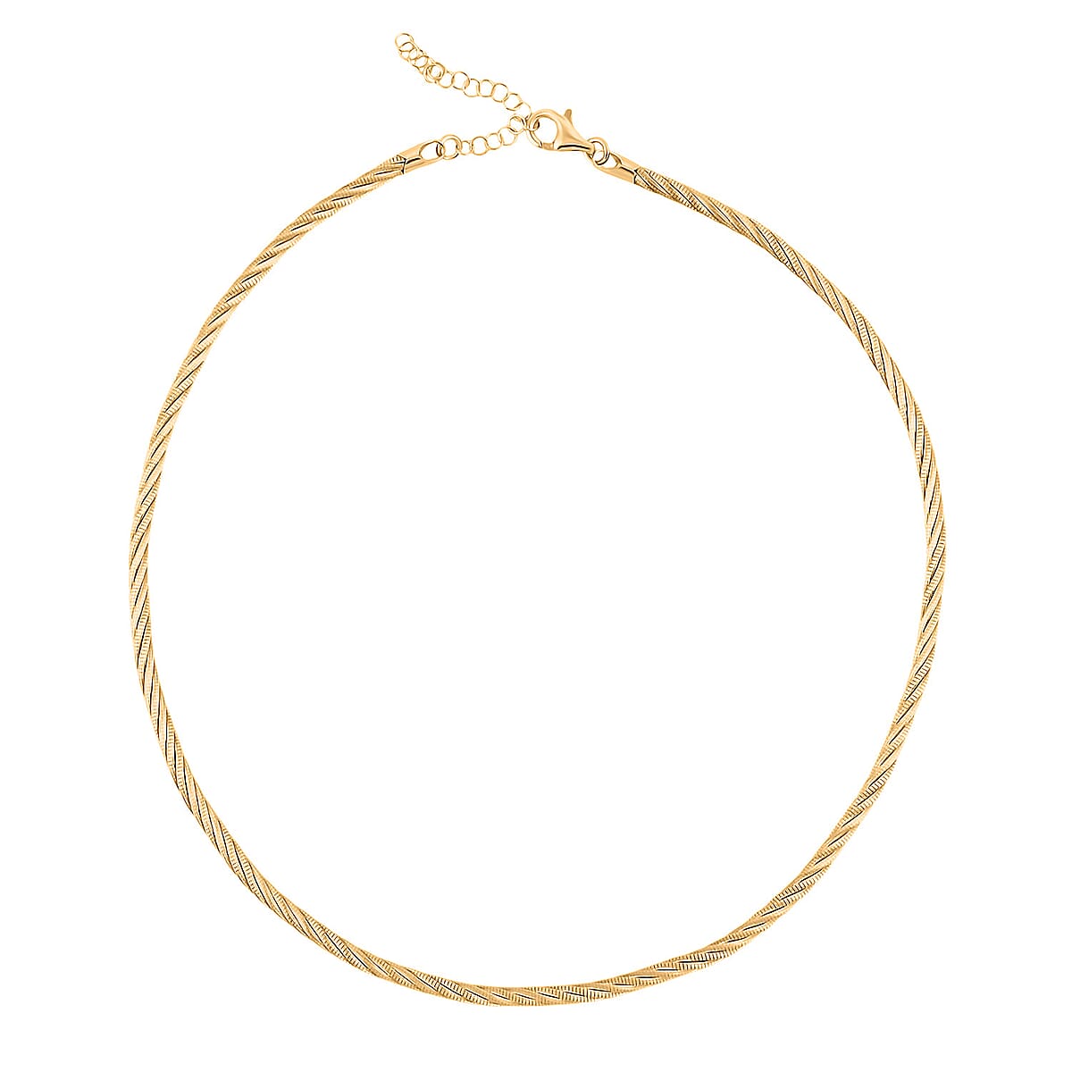 Doorbuster Italian Twisted Omega Chain Necklace in 14K Yellow Gold Over Sterling Silver 17 Inches 18.8 Grams image number 0