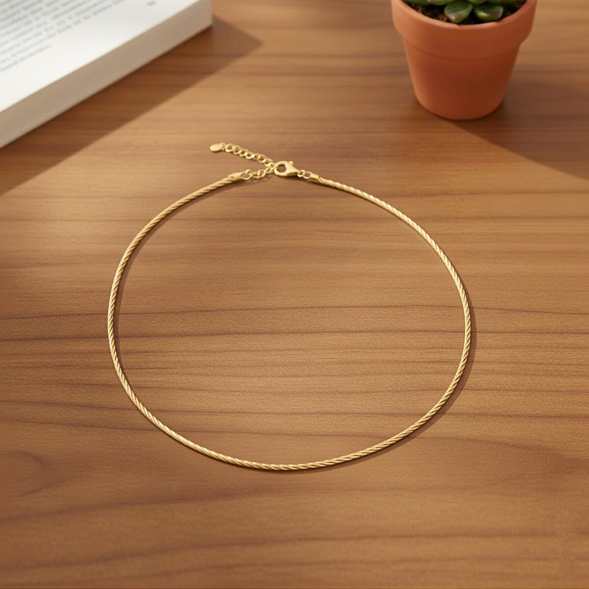 Doorbuster Italian Twisted Omega Chain Necklace in 14K Yellow Gold Over Sterling Silver 17 Inches 18.8 Grams image number 1