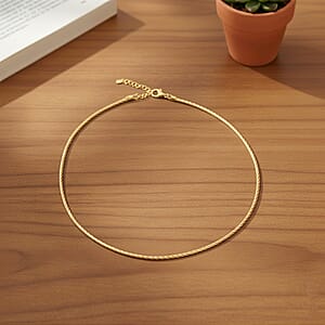 Doorbuster Italian Twisted Omega Chain Necklace in 14K Yellow Gold Over Sterling Silver 17 Inches 18.8 Grams
