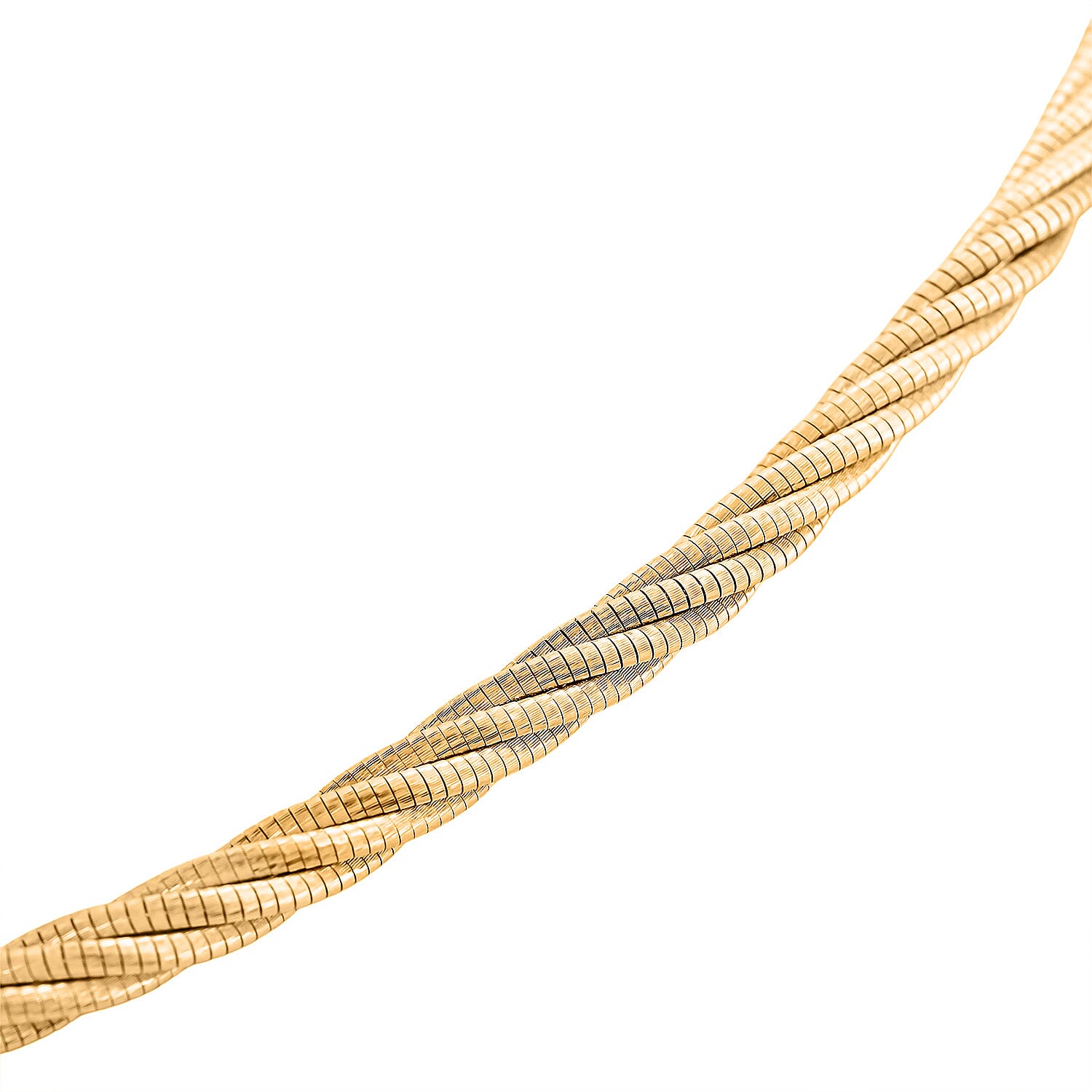 Italian Twisted Omega Chain Necklace in 14K Yellow Gold Over Sterling Silver 17 Inches 18.8 Grams