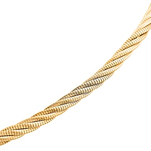 Doorbuster Italian Twisted Omega Chain Necklace in 14K Yellow Gold Over Sterling Silver 17 Inches 18.8 Grams