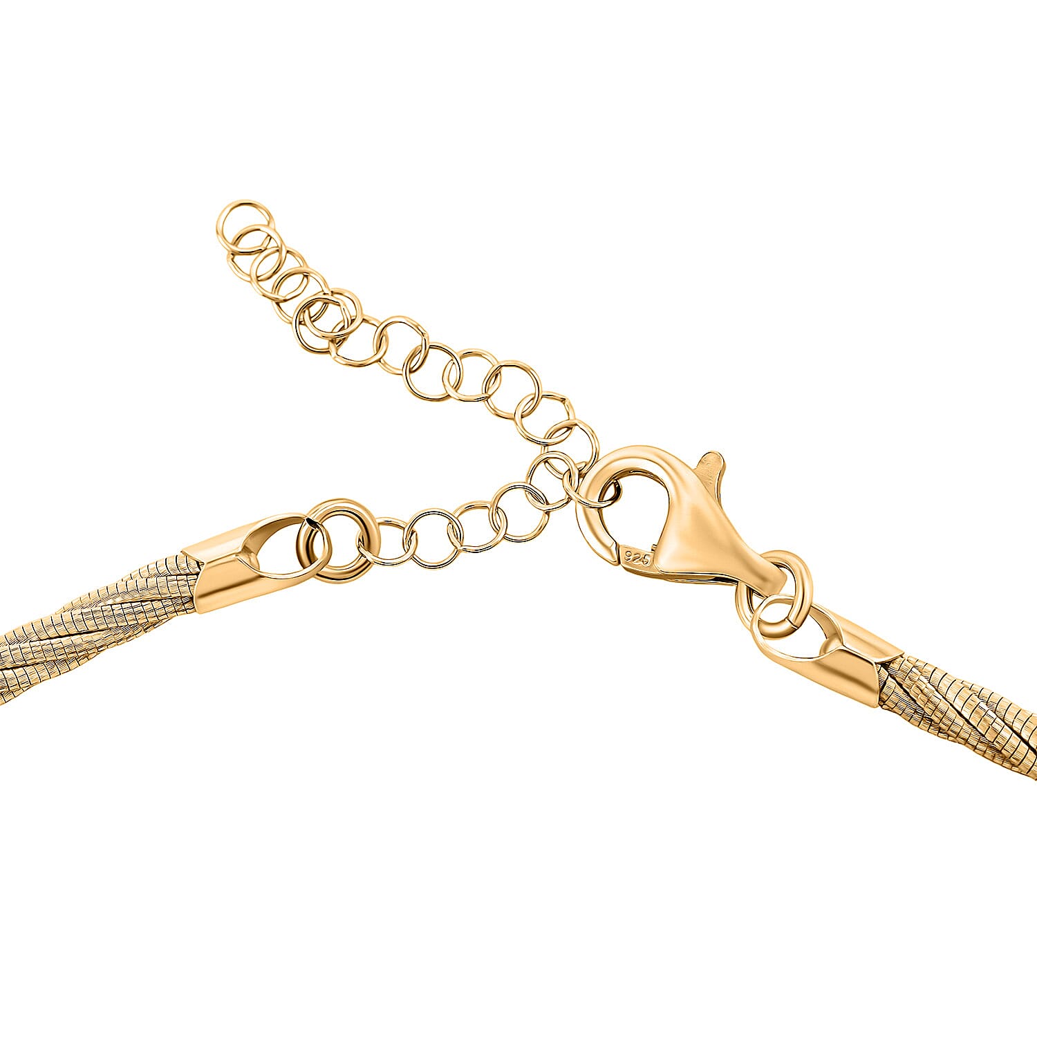 Italian Twisted Omega Chain Necklace in 14K Yellow Gold Over Sterling Silver 17 Inches 18.8 Grams