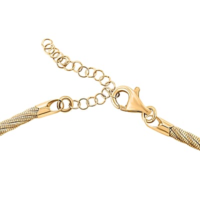 Italian Twisted Omega Chain Necklace in 14K Yellow Gold Over Sterling Silver 17 Inches 18.8 Grams