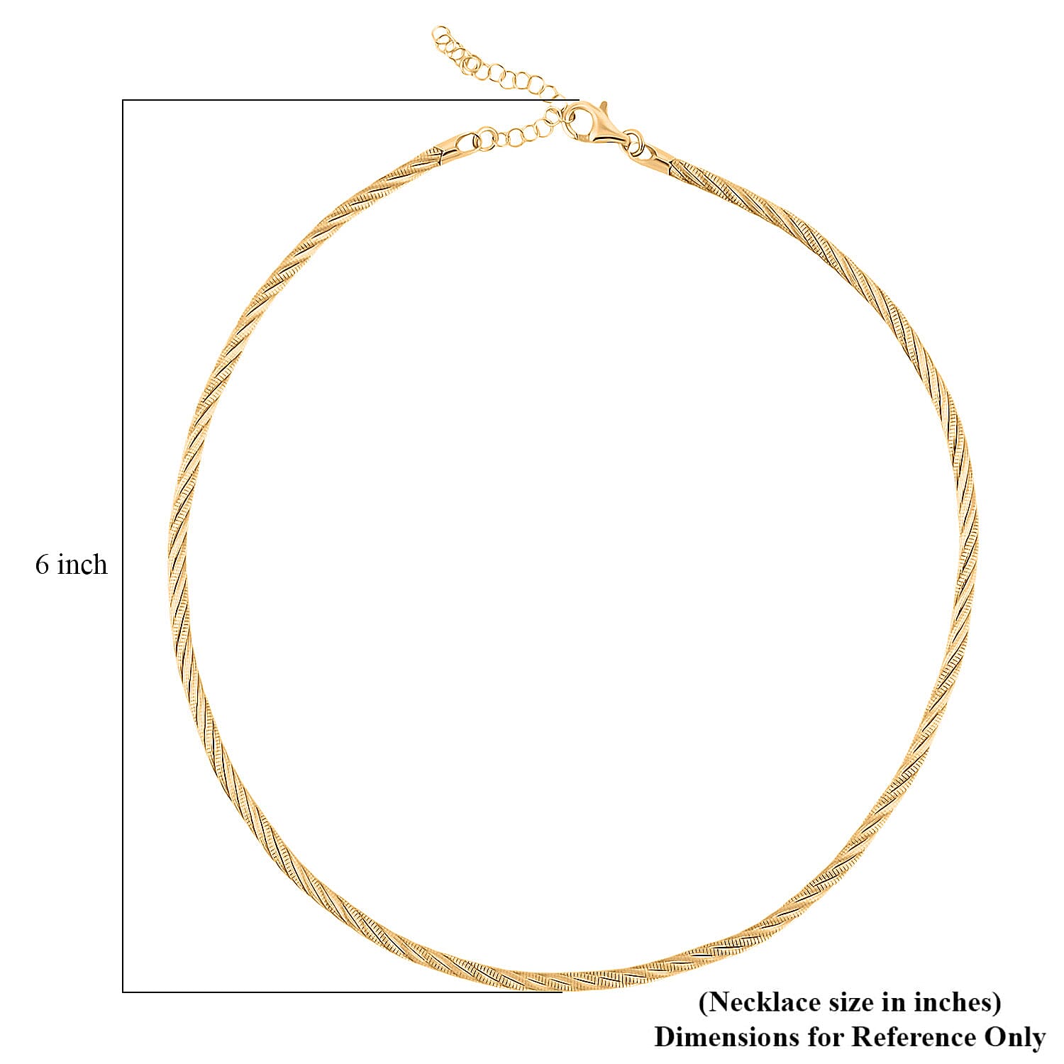 Italian Twisted Omega Chain Necklace in 14K Yellow Gold Over Sterling Silver 17 Inches 18.8 Grams