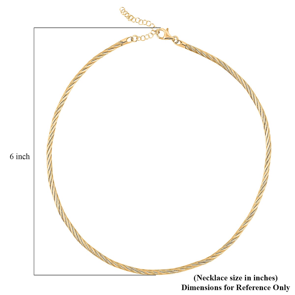 Doorbuster Italian Twisted Omega Chain Necklace in 14K Yellow Gold Over Sterling Silver 17 Inches 18.8 Grams image number 5