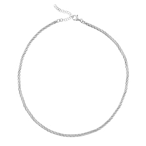 Doorbuster Italian Twisted Omega Chain Necklace in Rhodium Over Sterling Silver 18.6 Grams 17 Inches
