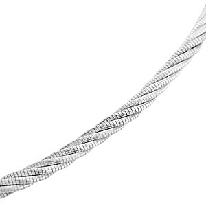  Italian Twisted Omega Chain Necklace in Rhodium Over Sterling Silver 18.6 Grams 17 Inches