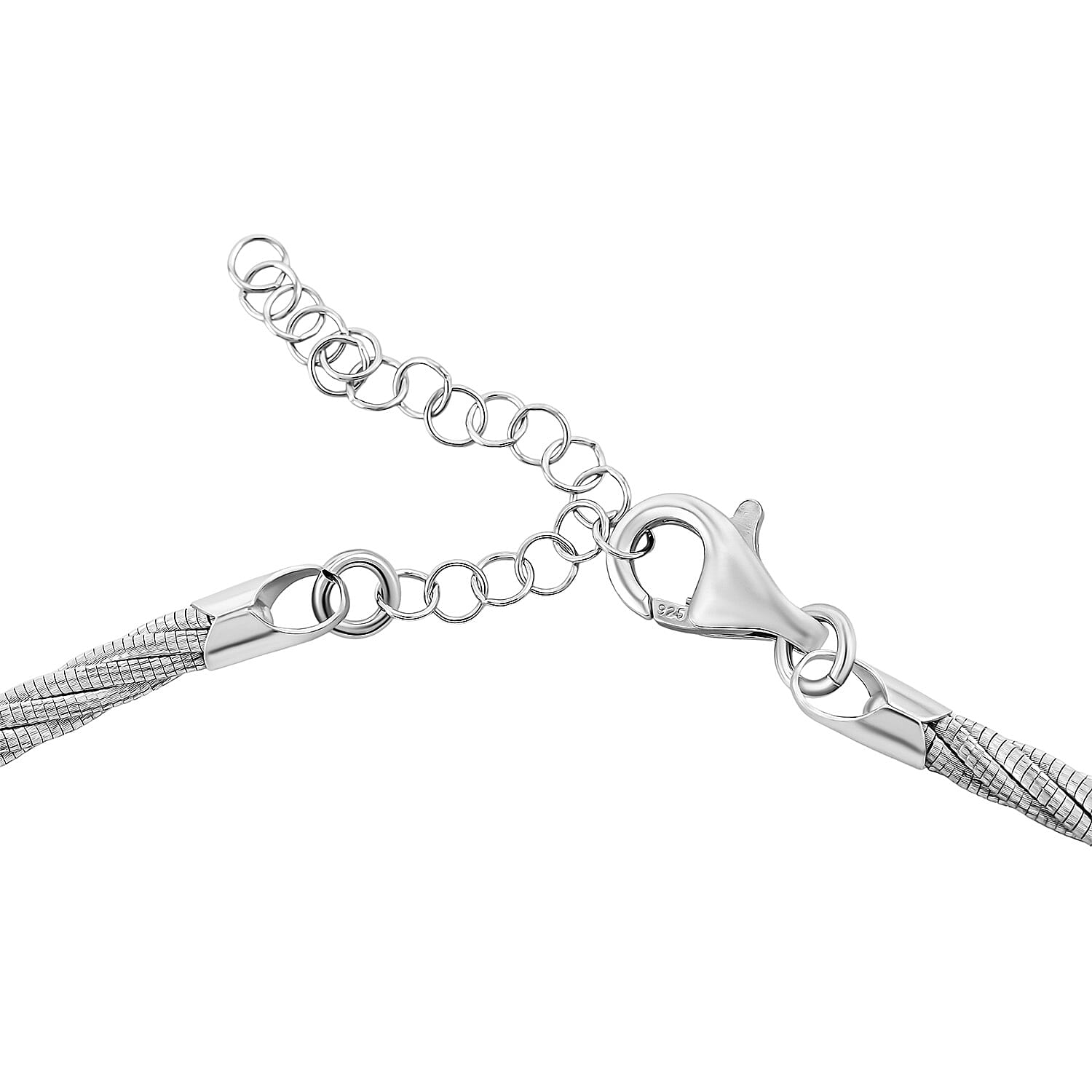 Italian Twisted Omega Chain Necklace in Rhodium Over Sterling Silver 18.6 Grams 17 Inches
