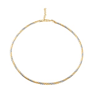 Doorbuster Italian Twisted Omega Chain Necklace in 14K YG and Rhodium Over Sterling Silver 19.25 Grams 17 Inches